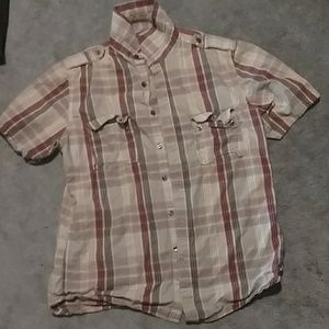 Button shirt plaid alfani fitted medium